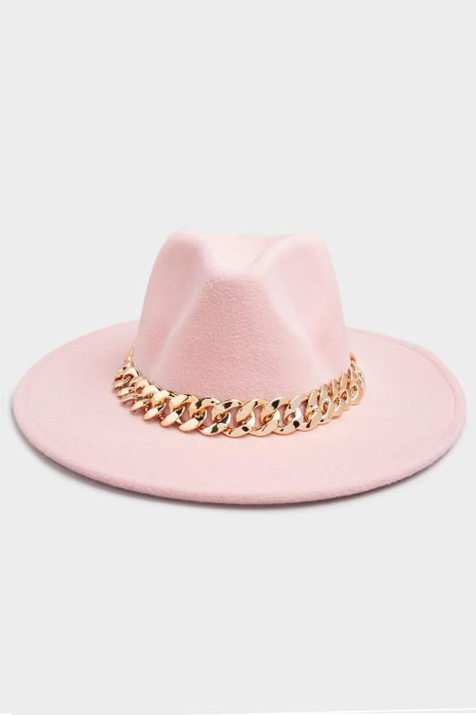 Plus Size  Pink Fedora Chain Hat