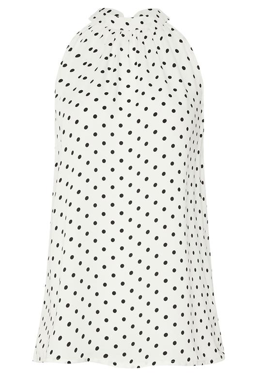 LTS Tall Women's White Polka Dot Satin Halterneck Top | Long Tall Sally 5