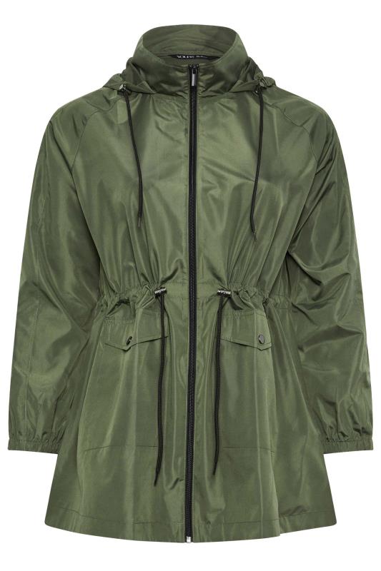 YOURS Plus Size Khaki Green Drawstring Lightweight Parka Jacket | Yours Clothing 5