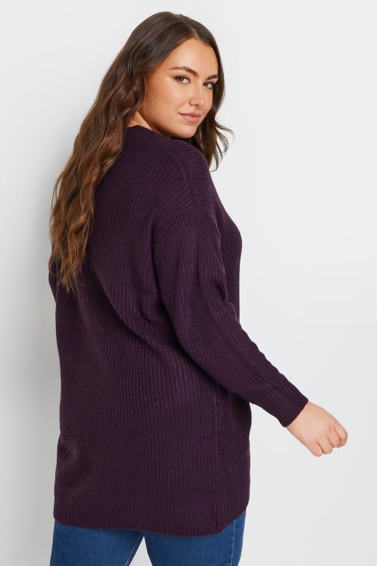 YOURS Plus Size Essential Deep Purple Knitted Jumper Yours Clothing