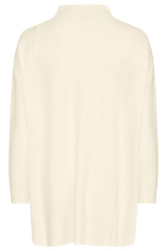 Plus Size Curve Cream Quarter Zip Knitted Jumper | Yours Clothing 6