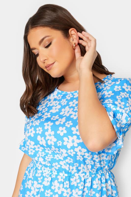YOURS Curve Plus Size Blue Floral Peplum Top | Yours Clothing  4