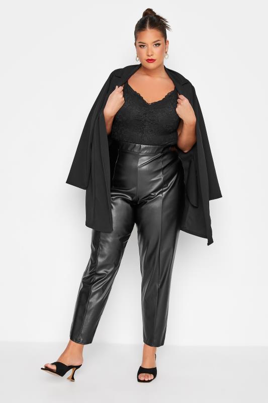 LIMITED COLLECTION Curve Black Faux Leather Trousers 2