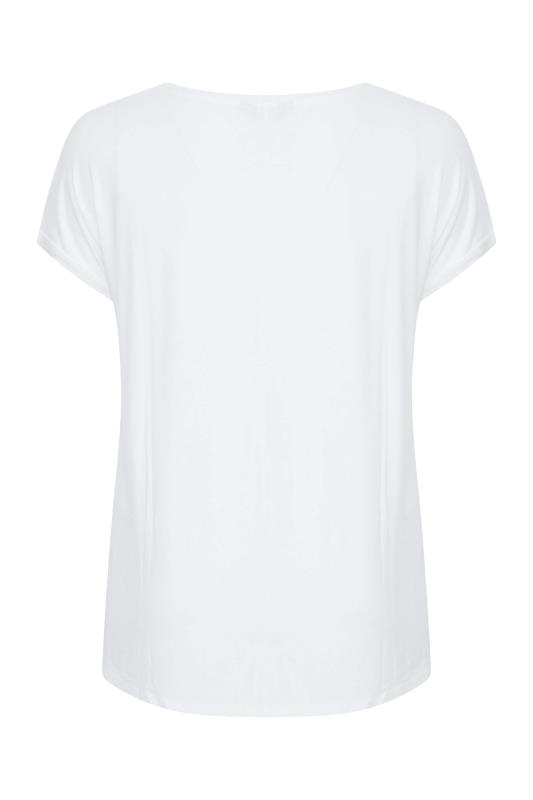 Plus Size White Crochet Shoulder T-Shirt | Yours Clothing 7