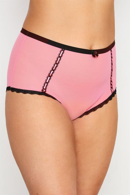 Plus Size  Curve Pink Ribbon High Waisted Full Briefs