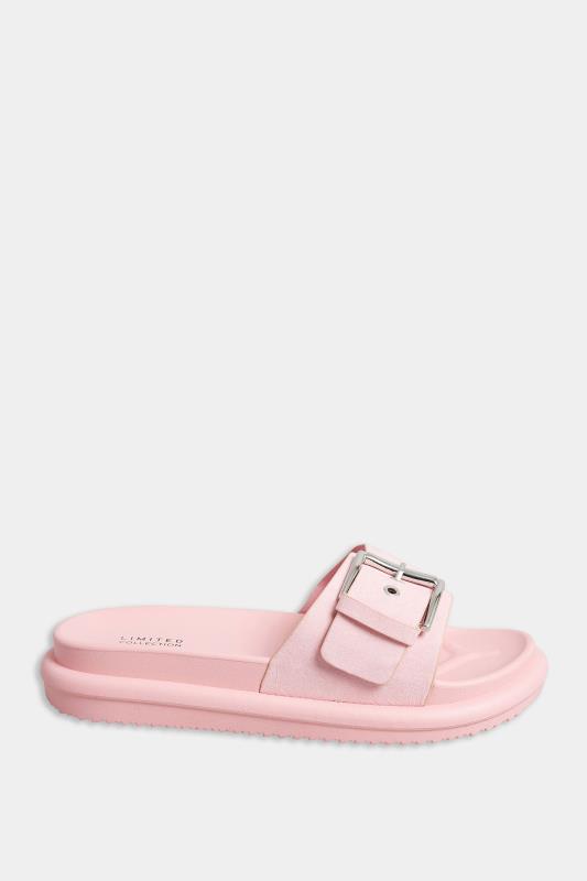 Pink Buckle Strap Mule Sandals In Wide E Fit & Extra Wide EEE Fit | Yours Clothing 3