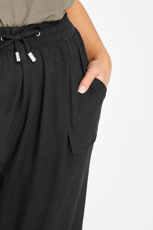 Plus Size Black Linen Blend Joggers | Yours Clothing  3