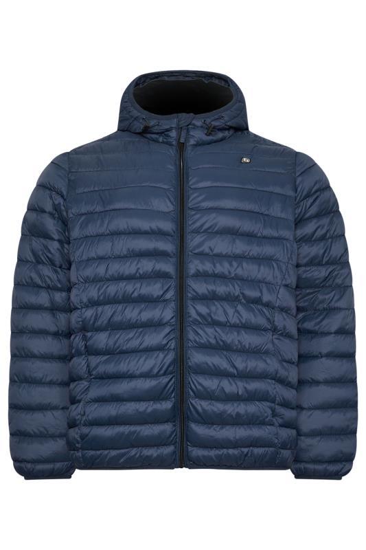 BLEND Big & Tall Blue Romsey Hooded Puffer Jacket | BadRhino 3