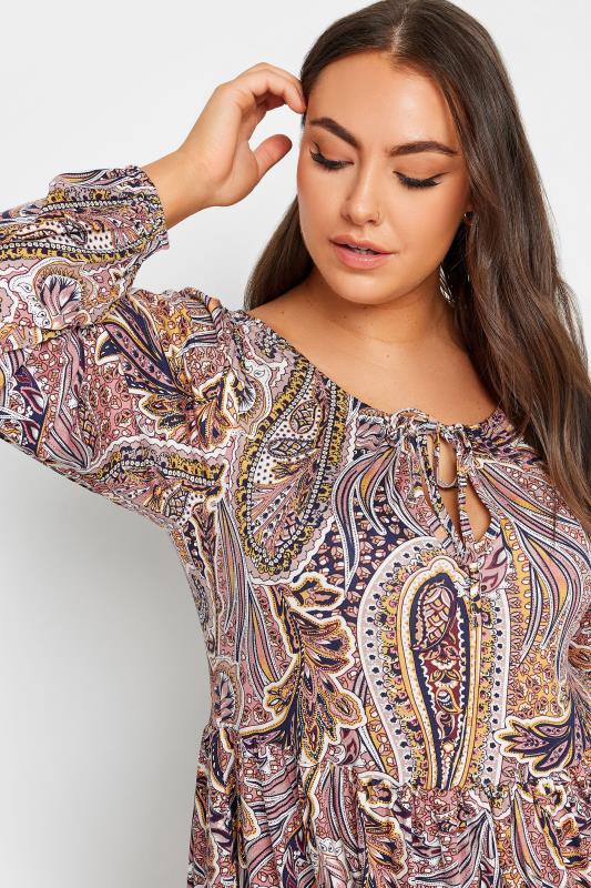 YOURS Plus Size Pink Paisley Print Midaxi Dress | Yours Clothing 4