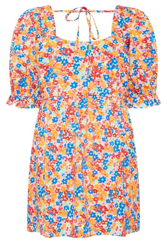 YOURS Orange Plus Size Floral Peplum Top | Yours Clothing  8