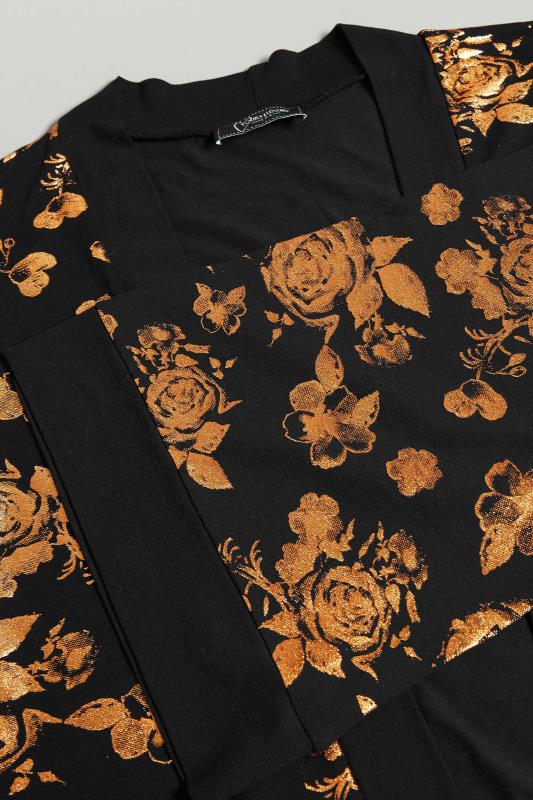 YOURS LUXURY Curve Black & Orange Foil Floral Cardigan | Yours Clothing 9