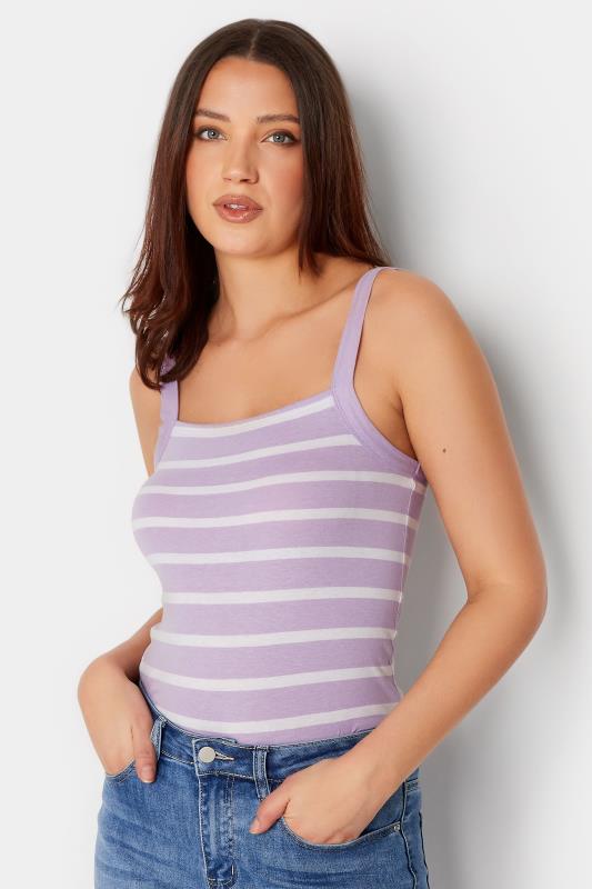 LTS Tall Women's Purple & White Stripe Square Neck Vest Top | Long Tall Sally 1