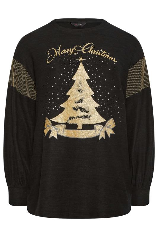 YOURS LUXURY Plus Size Black Merry Christmas Soft Touch Sweatshirt | Yours Clothing 5