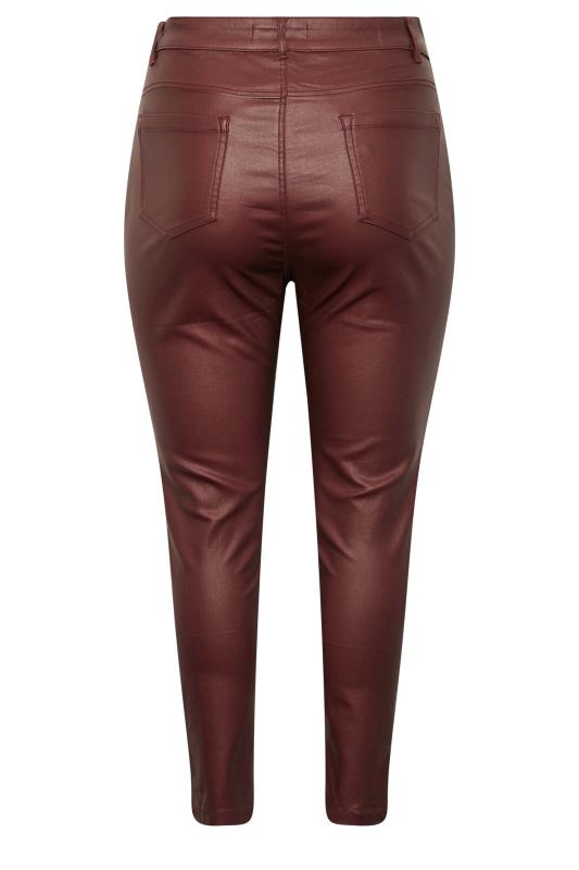Plus Size Burgundy Red Coated Skinny Stretch AVA Jeans | Yours Clothing 6