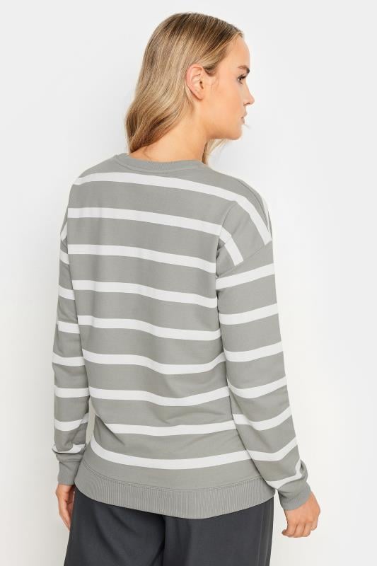 LTS Tall Grey Crew Neck Stripe Sweatshirt | Long Tall Sally 3