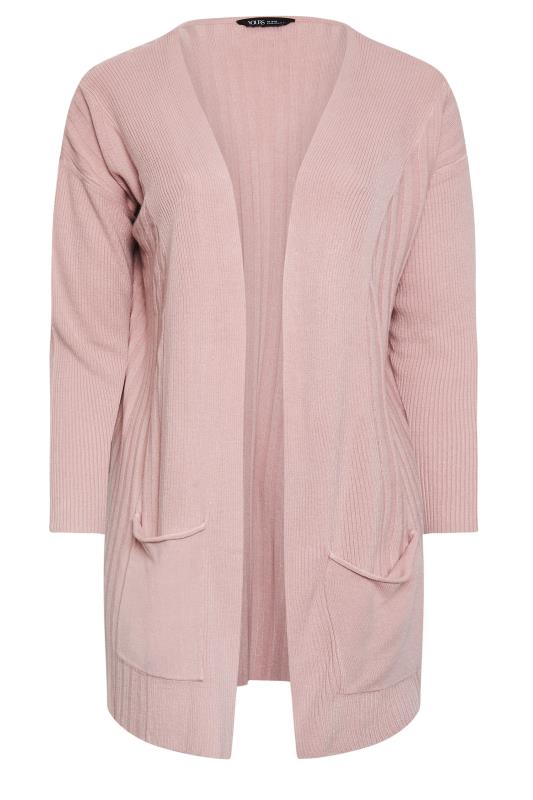 YOURS Curve Plus Size Pink Soft Touch Ribbed Cardigan | Yours Clothing  5