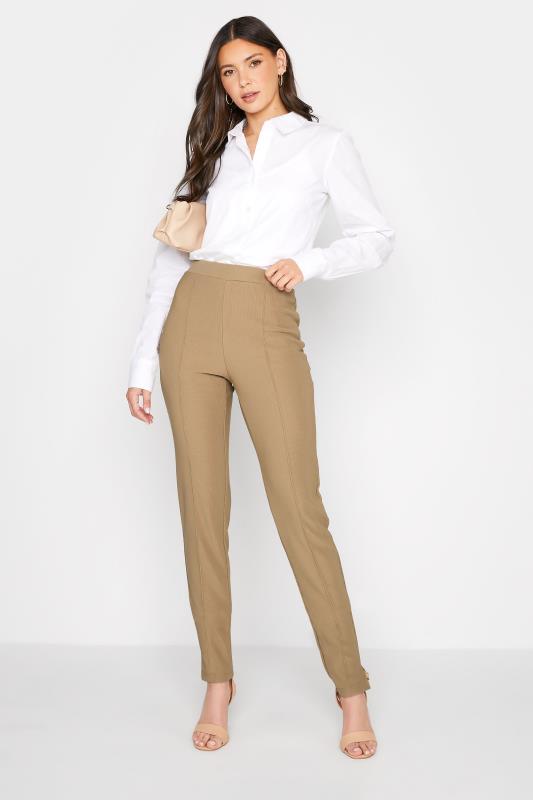 LTS Tall Camel Brown Ribbed Slim Leg Trousers 2