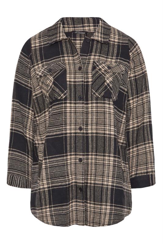 LIMITED COLLECTION Plus Size Black & Brown Checked Shacket | Yours Clothing 6