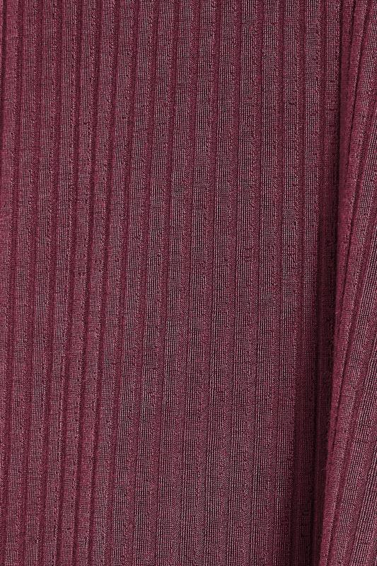 Plus Size Berry Red Ribbed Waterfall 
