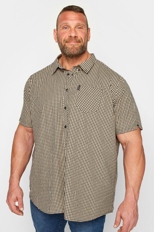  BEN SHERMAN Big & Tall Black Short Sleeve Check Shirt