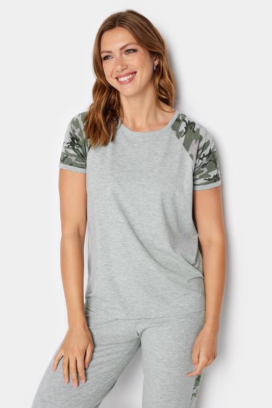 LTS Tall Women's Grey Camouflage Print Raglan T-Shirt | Long Tall Sally 2
