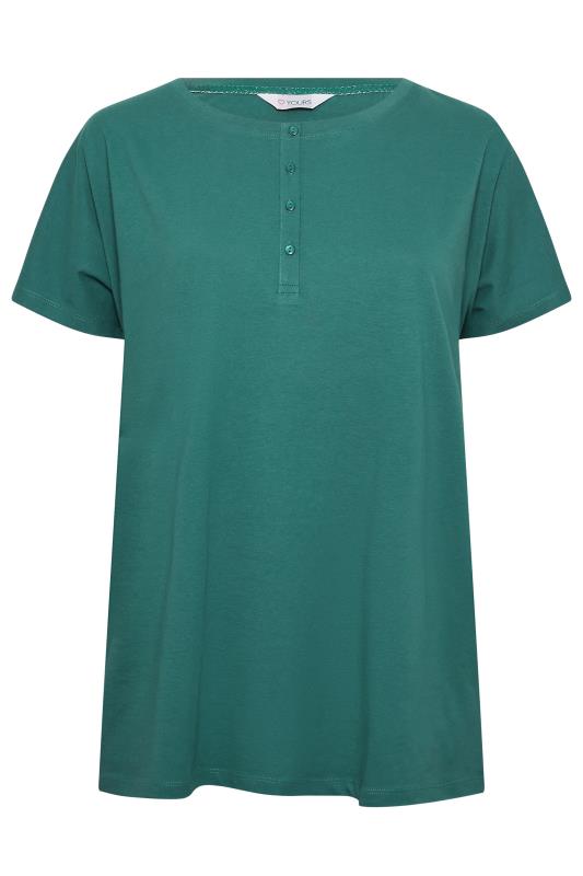 YOURS Plus Size Green Scoop Placket Pyjama Top | Yours Clothing 7
