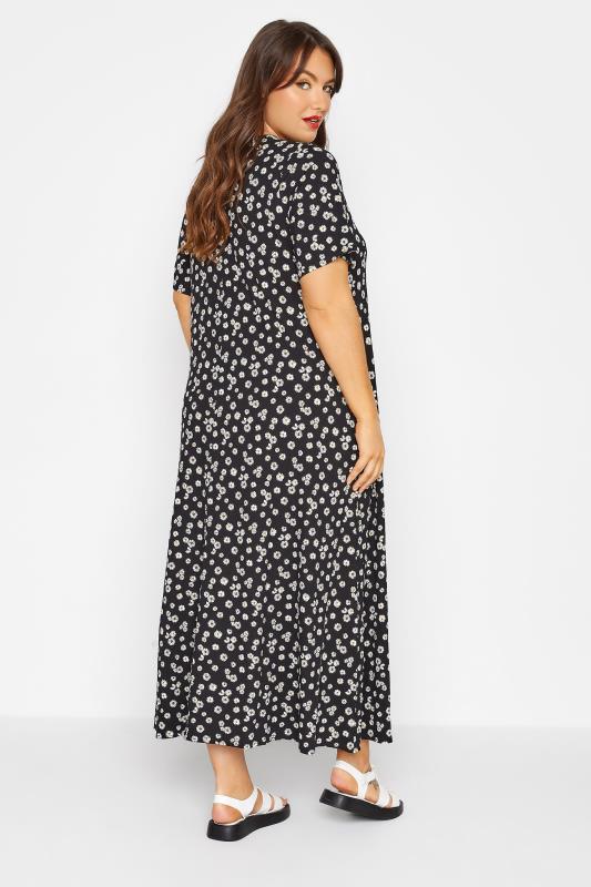 LIMITED COLLECTION Curve Black Daisy Pleat Front Maxi Dress 3