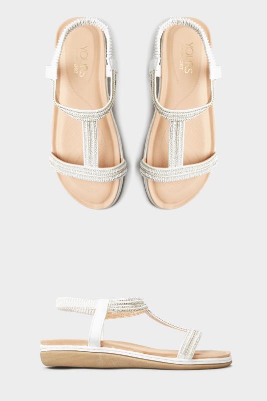 White Diamante H-Band Sandals In Extra Wide Fit 2