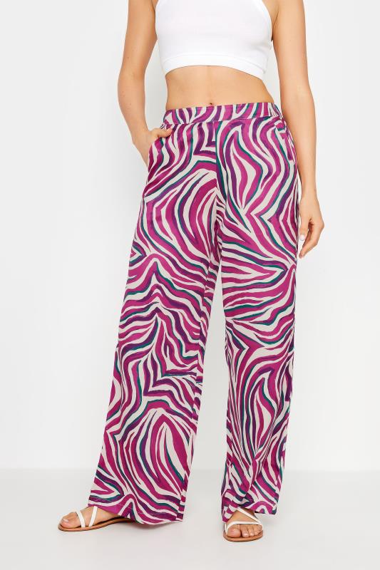 LTS Tall Women's Purple Zebra Print Wide Leg Trousers | Long Tall Sally 3