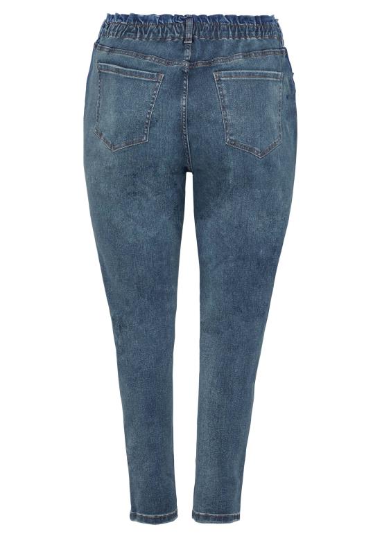 Plus Size Indigo Blue Washed Elasticated Stretch MOM Jeans | Yours Clothing  9