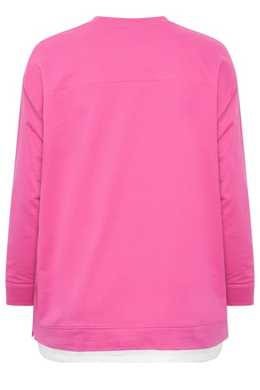 YOURS Plus Size Pink Crew-Neck Jumper | Yours Clothing 6