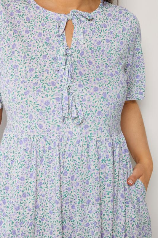 YOURS Plus Size Ivory White Ditsy Throw On Dress | Yours Clothing 5