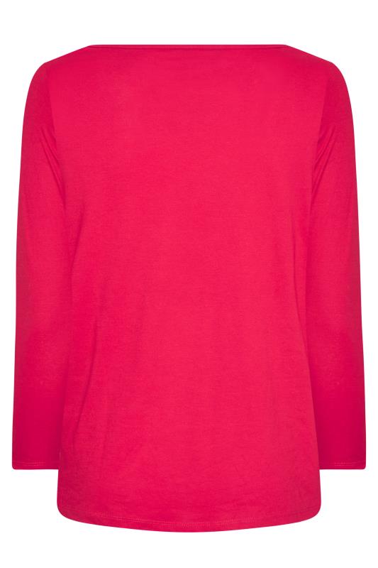 Plus Size Hot Pink Long Sleeve T-Shirt | Yours Clothing 7
