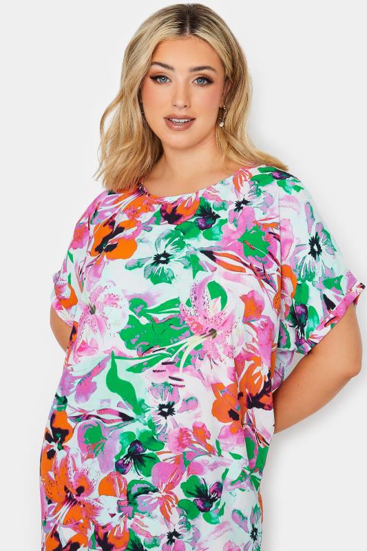 YOURS Plus Size Pink Floral Print Tunic Dress  | Yours Clothing 4
