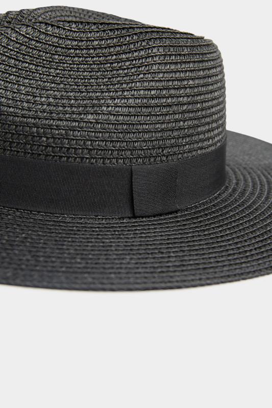 Black Straw Fedora Hat | Yours Clothing  4