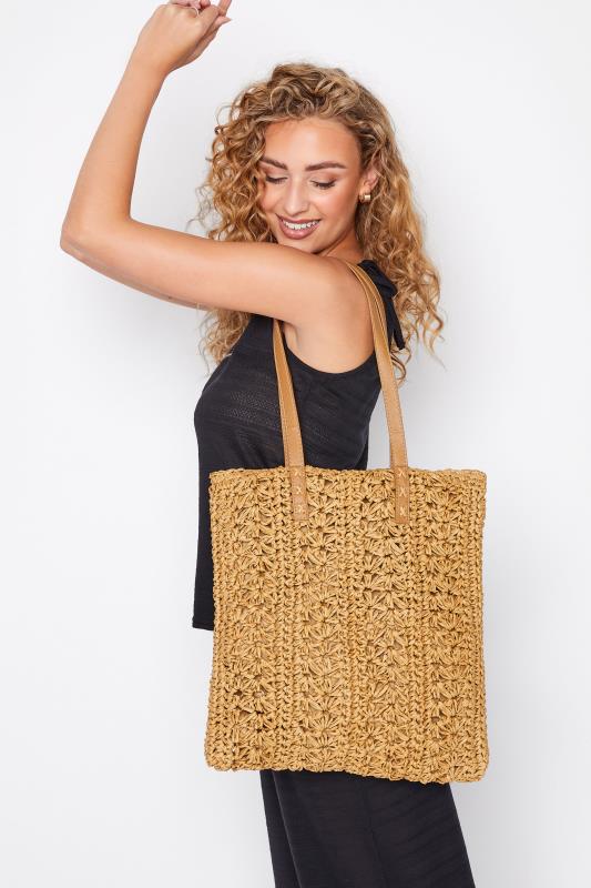 Beige Brown Straw Tote Bag | Yours Clothing 2