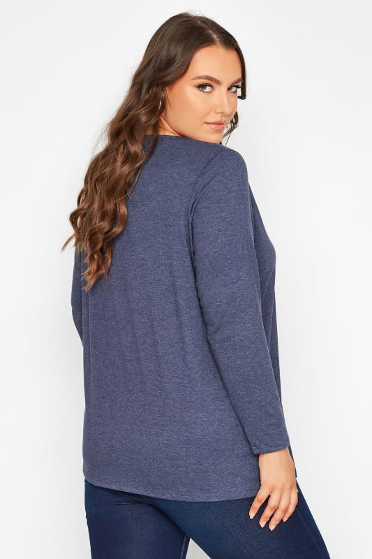 3 PACK Plus Size Black & Blue Long Sleeve Tops | Yours Clothing  4