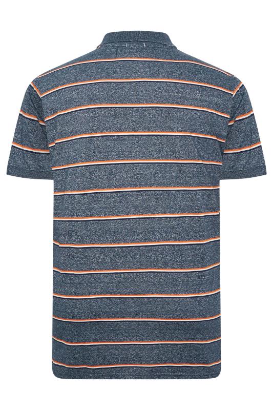 D555 Big & Tall Navy Blue Stripe Jersey Polo Shirt | BadRhino 3