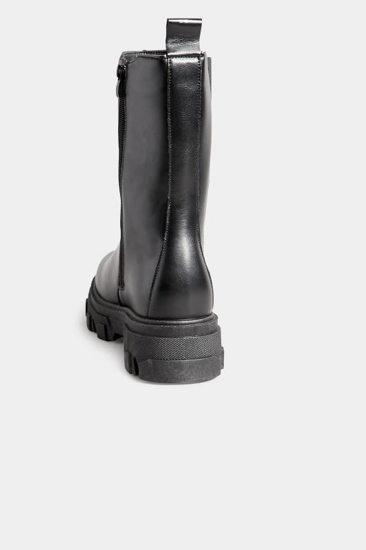 PixieGirl Black Chunky Cleated Chelsea Boots In Standard D Fit | PixieGirl 4