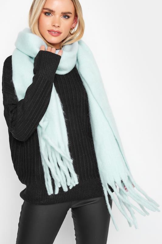 Plus Size  Yours Light Blue Super Soft Chunky Tassel Scarf