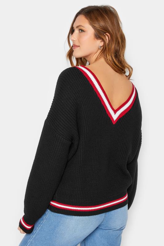 LTS Tall Women's Black & Red V-Neck Knitted Jumper | Long Tall Sally 4