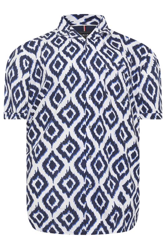 KAM Big & Tall Navy Blue Hawaiian Print Shirt | BadRhino 2