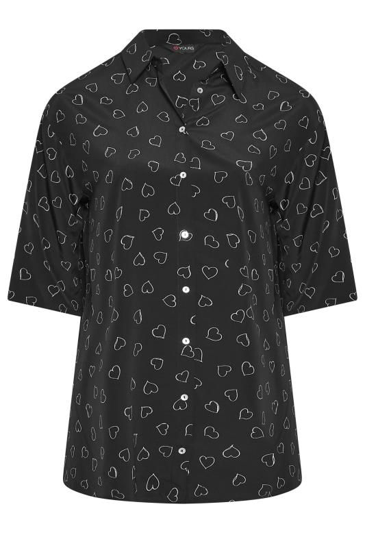 YOURS Plus Size Black Heart Print Shirt | Yours Clothing 6