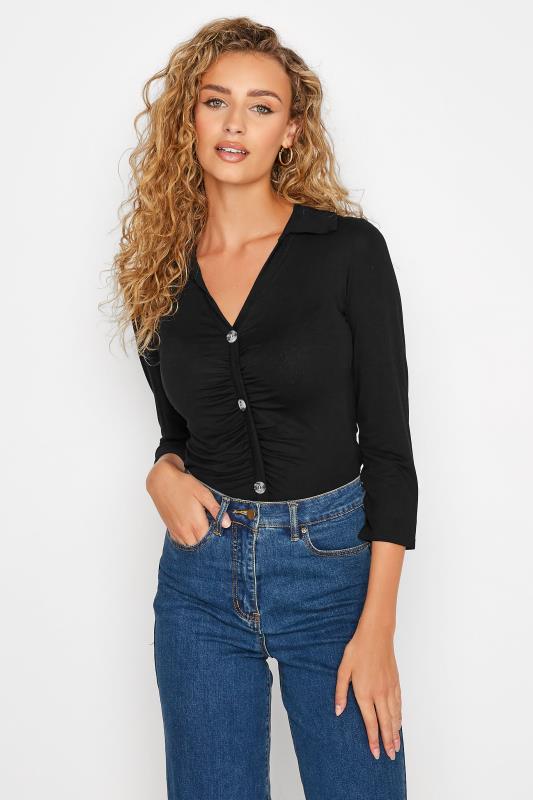 Tall  LTS Tall Black Ruched Long Sleeve Bodysuit