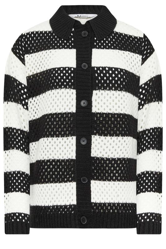 LTS Tall Womens Black & White Stripe Crochet Cardigan | Long Tall Sally 6