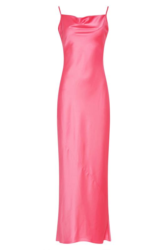 LTS Tall Hot Pink Satin Maxi Slip Dress 5