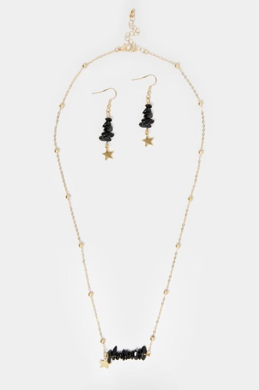 2 PACK Gold Tone Stone Star Necklace & Earring Set | Yours Clothing 2