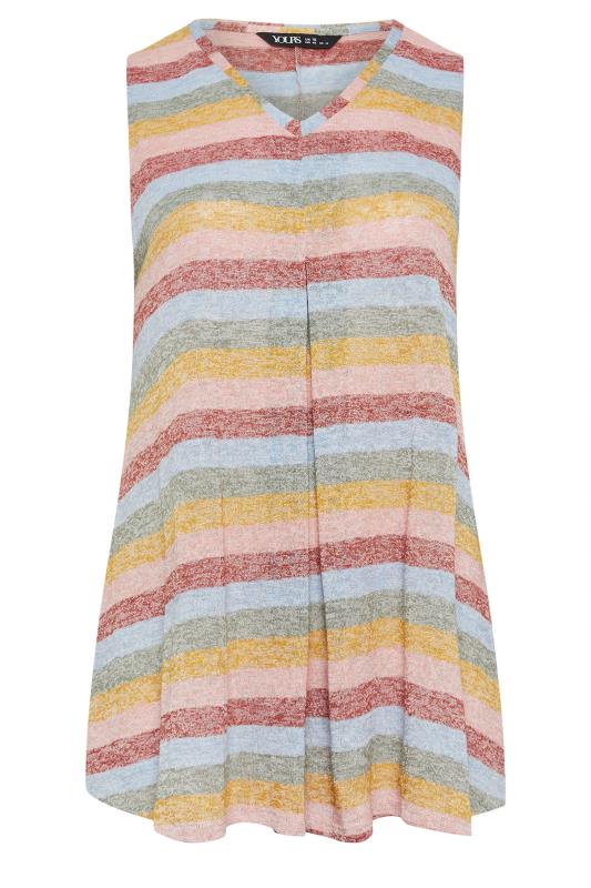 YOURS Plus Size Pink Stripe Print Swing Vest Top | Yours Clothing 5