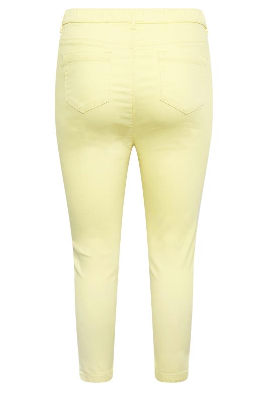 YOURS Curve Plus Size Yellow Cropped Stretch GRACE Jeggings | Yours Clothing  5