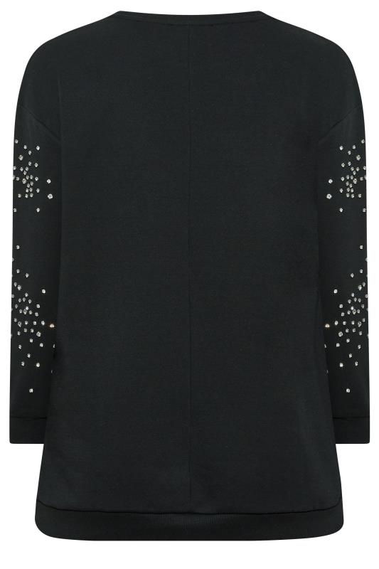 YOURS LUXURY Plus Size Curve Black Sequin Embellished Long Sleeve Sweatshirt | Yours Clothing  8